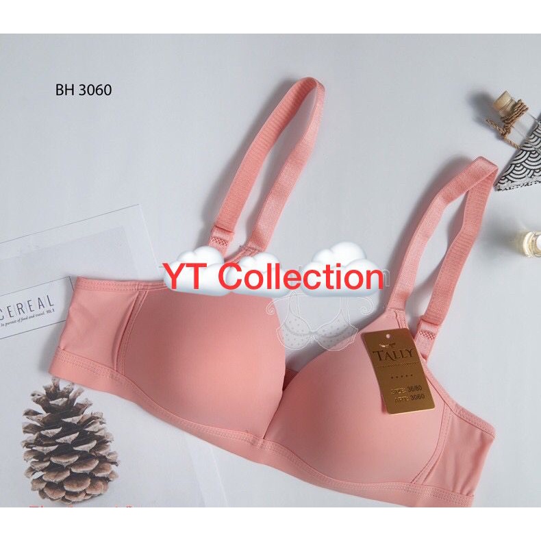 NEW !! TALLY Bra Tanpa Kawat Bahan Licin Busa Tipis Kait 3 Cup B Bh Harian Nyaman BH 3060 Polos  | BH TALLY BARU - SIZE 36 38 40 - CUP B - ARA98STORE