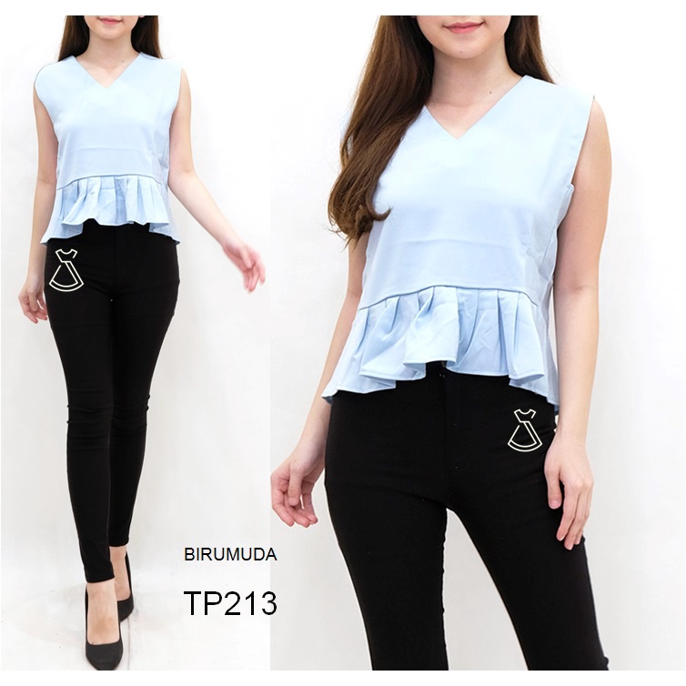 TP213 - ATASAN BLOUSE KANTOR CROP TOP BASIC WANITA LUCU MURAH