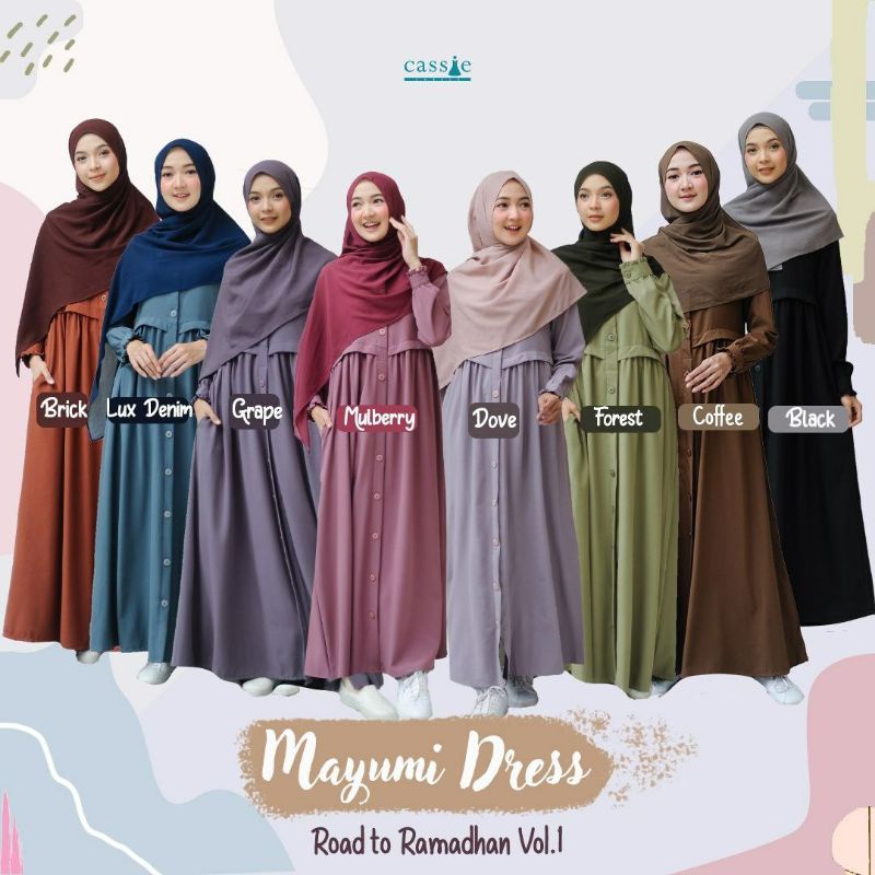 MAYUMI DRESS BY CASSIE | GAMIS POLOS CANTIK BAHAN NYAMAN