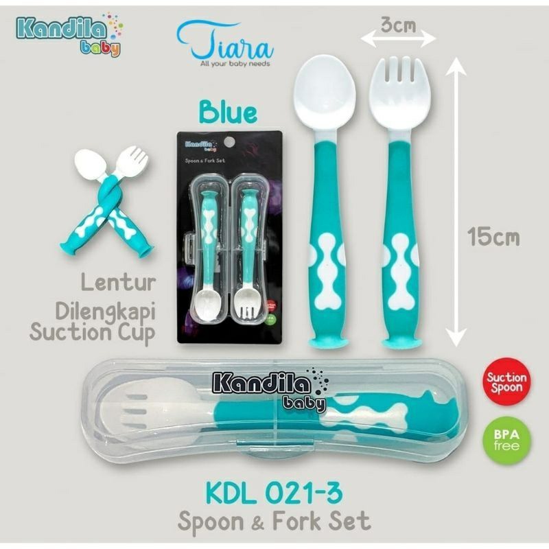 Kandila Spoon &amp; Fork Set [ KDL 021-3 ] sendok makan bayi