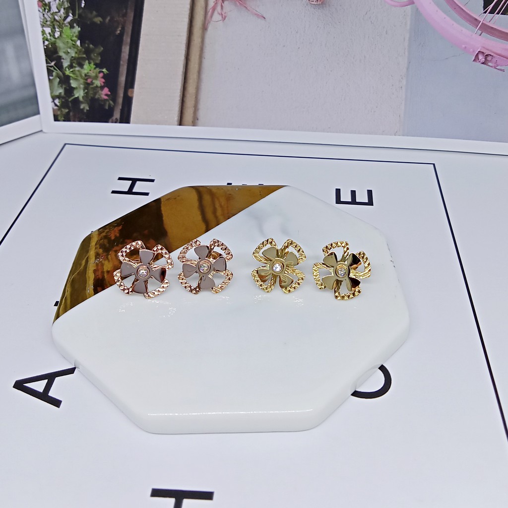 Anting Tusuk Titanium Putar Kipas Fashion Rose Gold - BE360