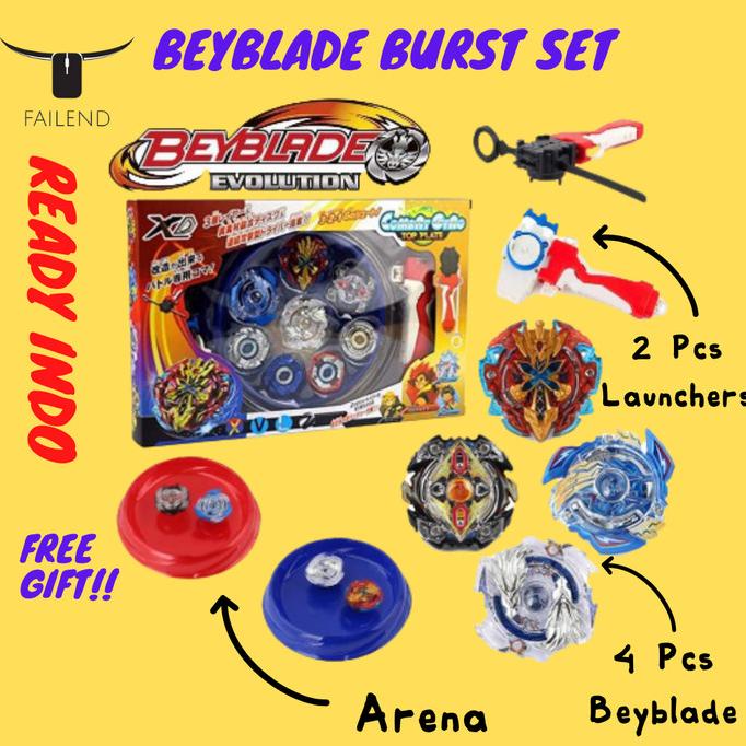 Beyblade Burst Set 4Pcs Mainan Beyblade + Launcher Untuk Anak-Anak Bay