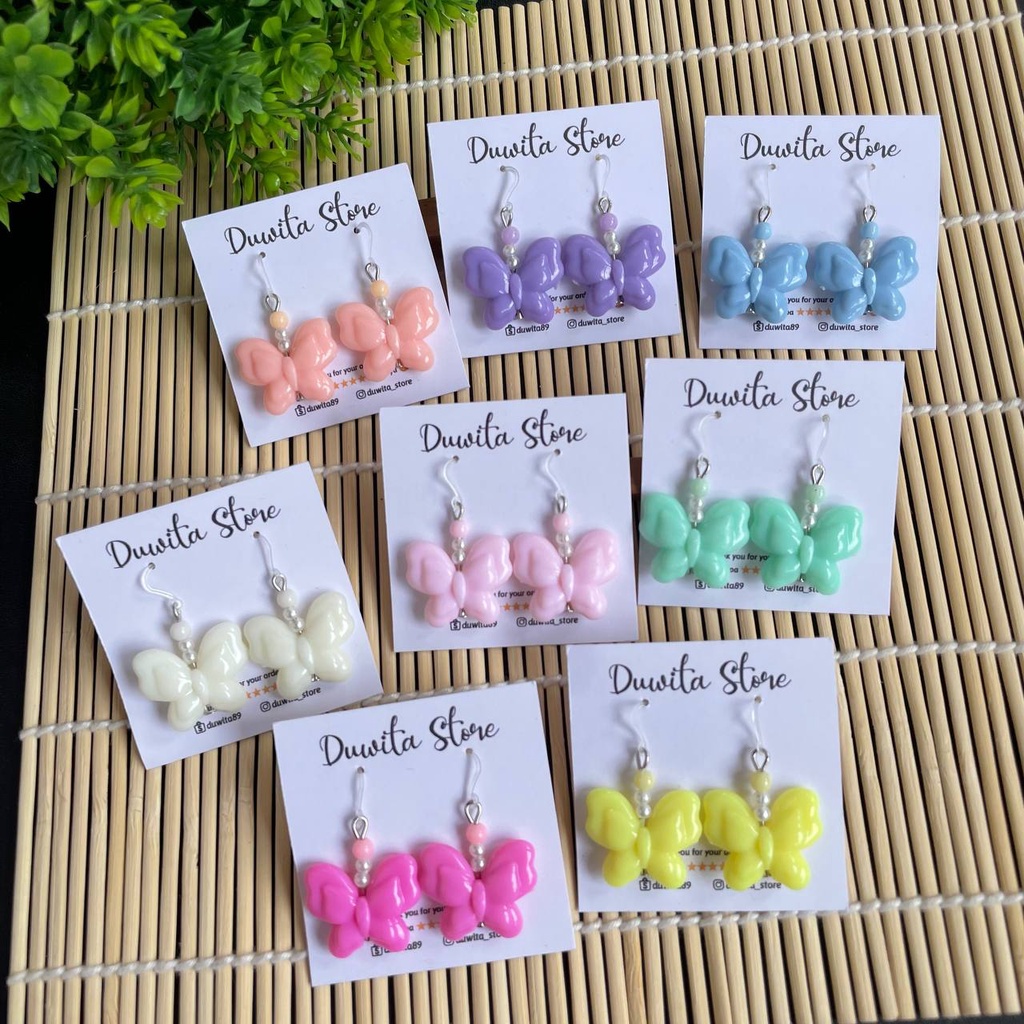 HANDMADE ANTING ANAK/DEWASA KAITAN PLASTIK MOTIF KUPU-KUPU 3D