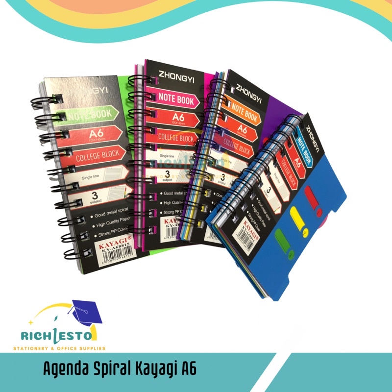 

Kayagi Spiral Buku Agenda/Notebook A6/Buku Catatan Bergaris/Buku tulis