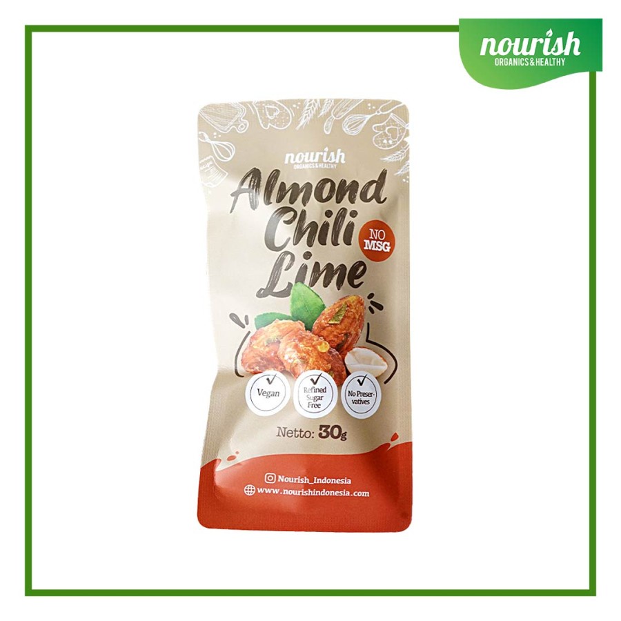 Almond Chili Lime - Almond Rasa Pedas Segar Daun Jeruk 30gr