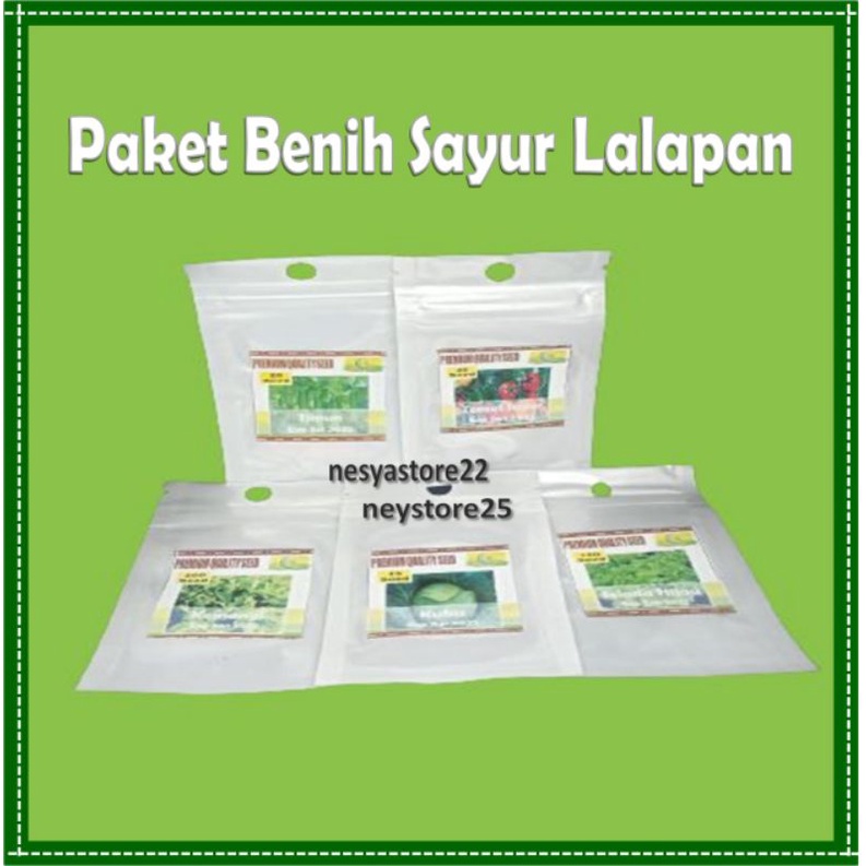 Paket Benih Bibit Sayur Lalapan Benih Timun Kubis Selada Hijau Tomat Kemangi