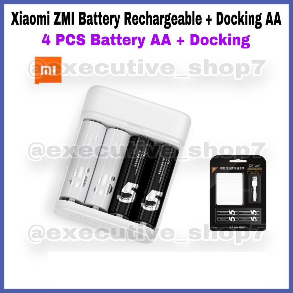 Xiaomi ZMI Battery Rechargeable + Docking AA - 4 Pcs Battery AA + Docking