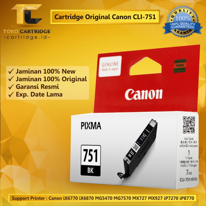 Cartridge Canon CLI-751 CLI751 751 751BK CLI-751BK Black New ORIGINAL