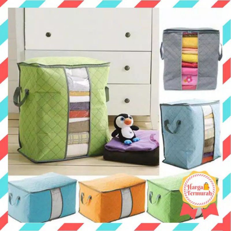 BAMBOO STORAGE BAG ORGANIZER BOX KOTAK PENYIMPANAN PAKAIAN