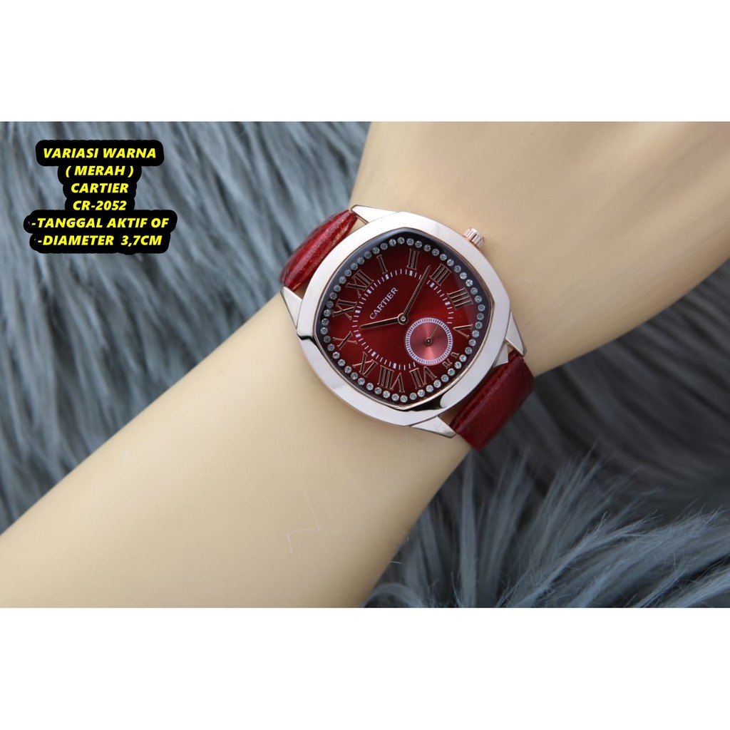 JAM TANGAN WANITA CARTIER BAHAN KULIT DETIK BAWAH 3,7CM
