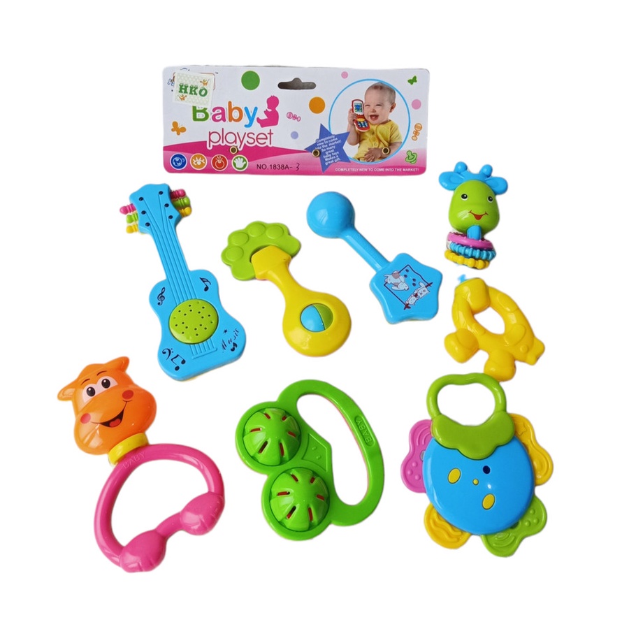 Mainan Edukasi 3 4 5 6 Bulan Bayi perempuan Laki-laki  Baby Toys Rattle Playset 1838A-2 Teether Bunyi-Mainan Edukasi Bayi