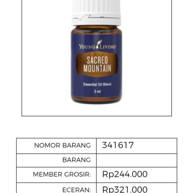 Sacred Mountain oil young living harga member