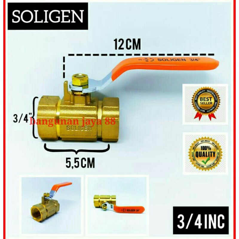 STOP KRAN KUNINGAN 3/4" SOLIGEN/BALLVALVE KUNINGAN SOLIGEN