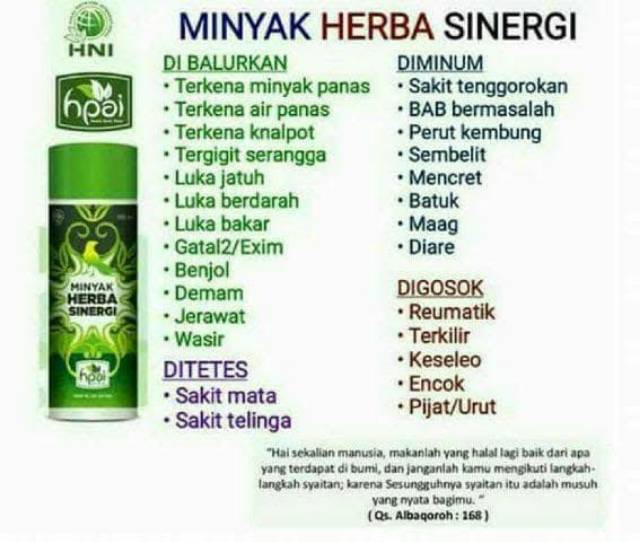 Minyak Herba Sinergi Hpai 100 Original Shopee Indonesia