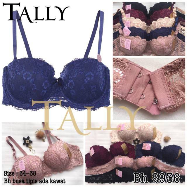 TALLY 2936 Bra Brokat Busa Tipis Ada Kawat CUP B