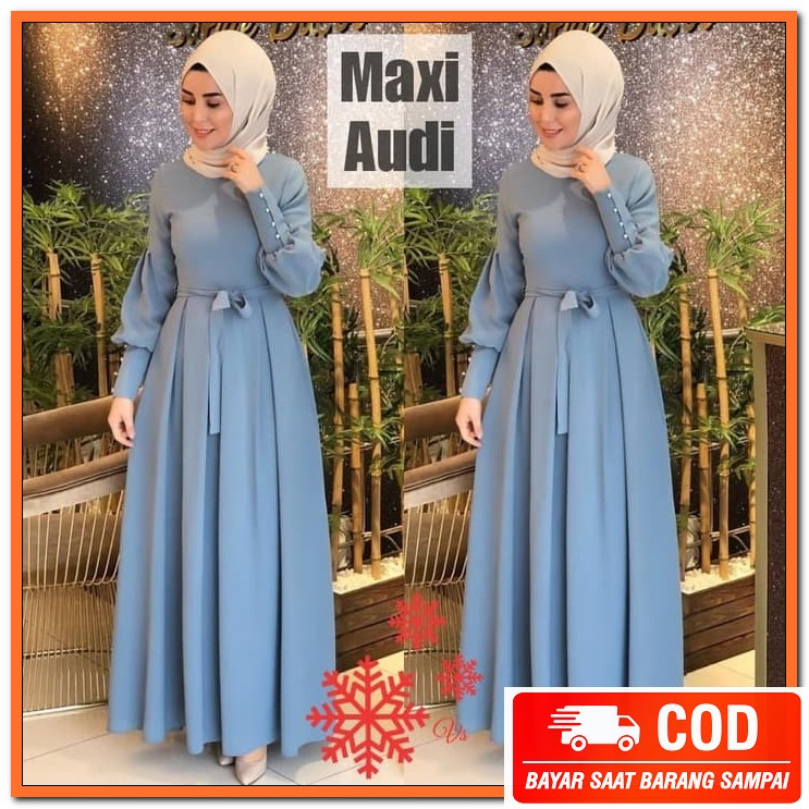 Cod-Gamis Laras Pakaian Syari Wanita Muslimah Gamis Syari Remaja  YC127 Maxi Audi Ocean [Gamis 0100