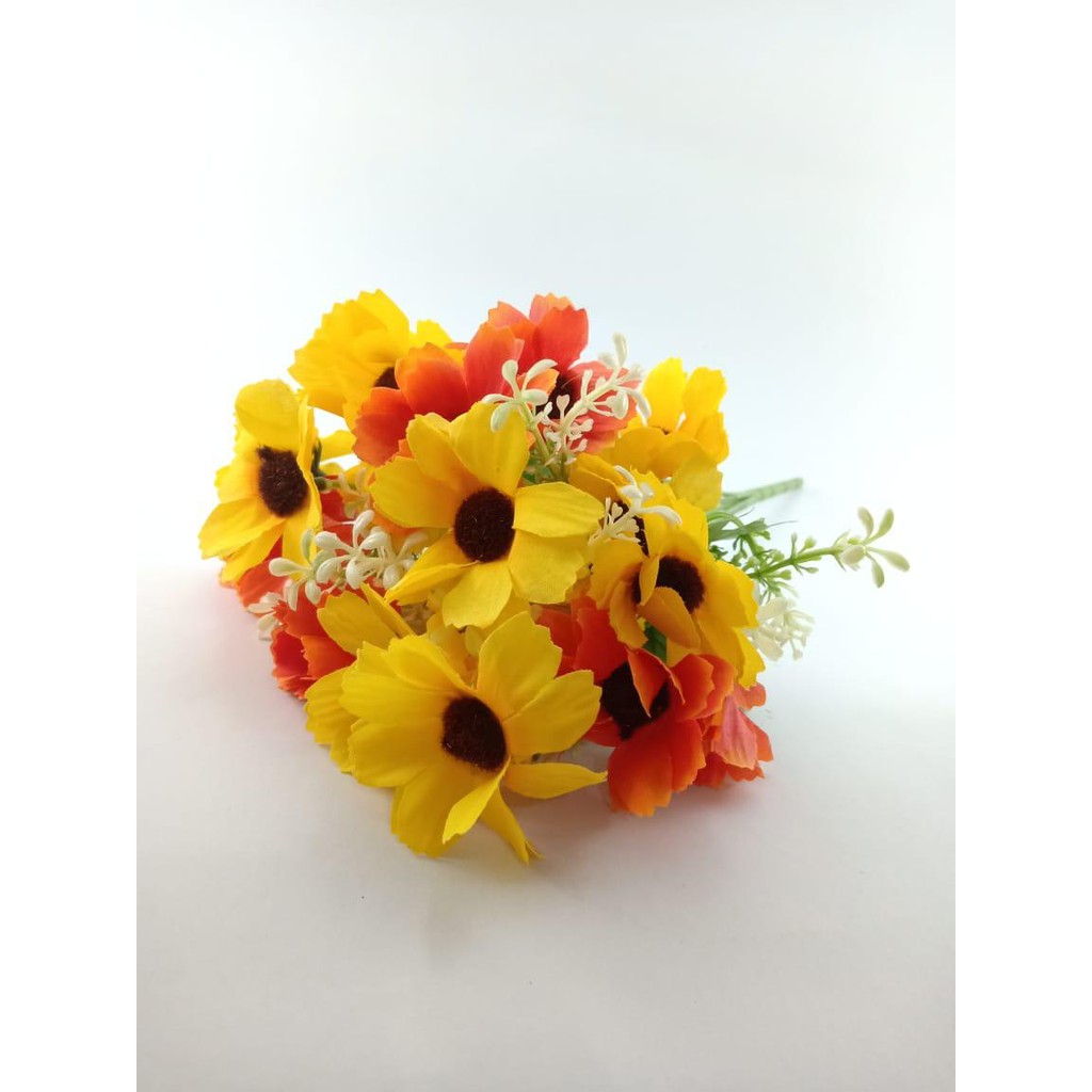 COD BUNGA MATAHARI  BUNGA TANGKAI PLASTIK BUNGA ARTIFISIAL BUNGA PAJANGAN BUNGA HIASAN BT9026-ORANGE