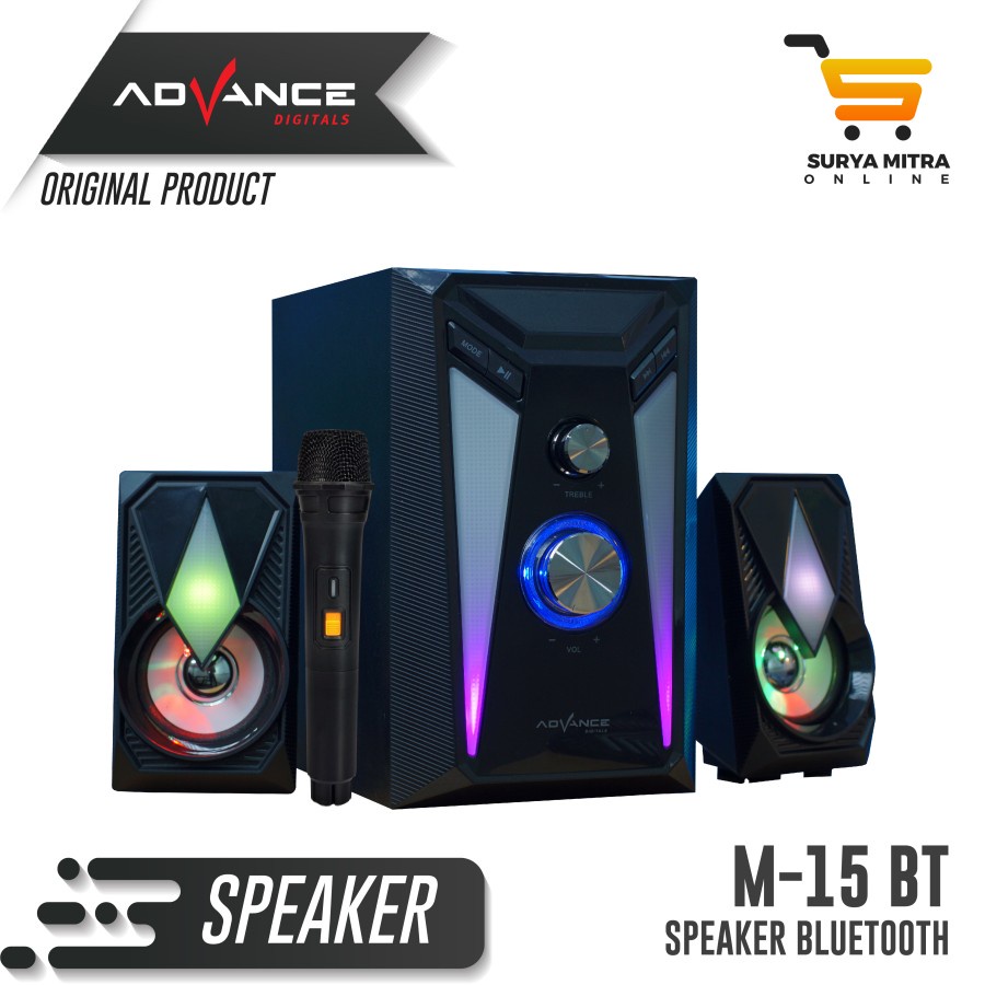 Speaker Advance M15BT Bluetooth Karaoke Free Wireless Mic