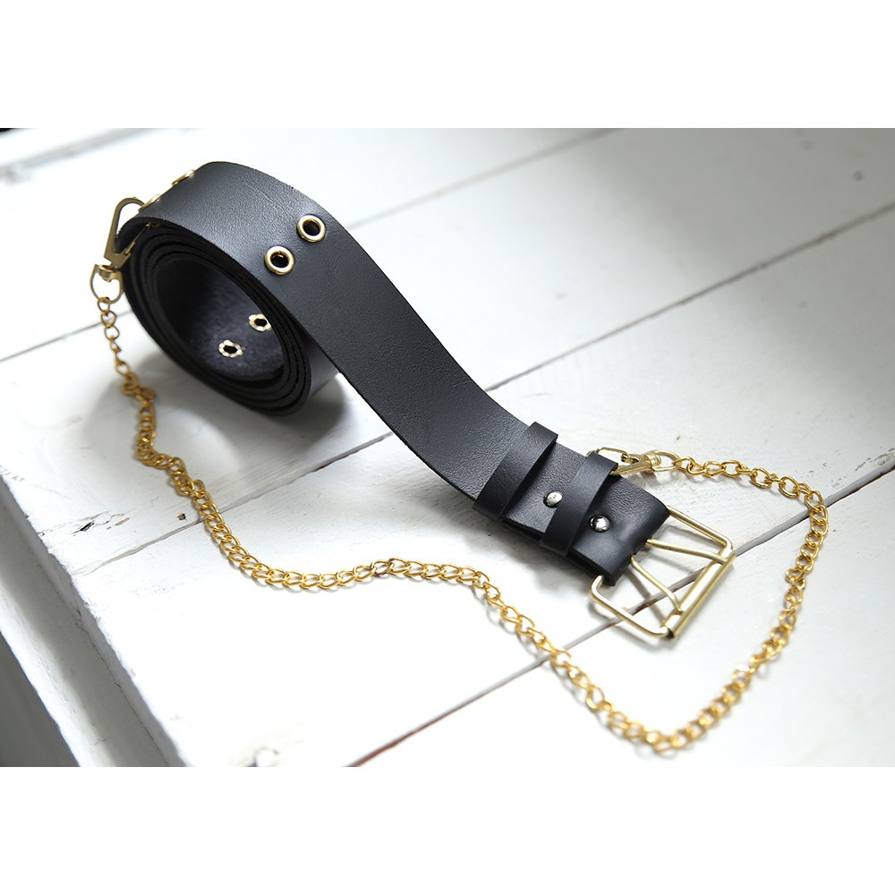 VANILLESHOP - Ikat Pinggang Wanita Ring Belt KOREA BELTIC EYELETS STRADY-BESAR GOLD RANTAI