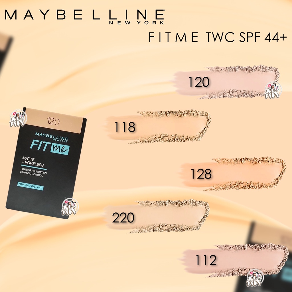 MAYBELLINE FIT ME! MATTE + PORELESS 24H POWDER FOUNDATION SPF 44+ ( TWC / TWO WAY CAKE )