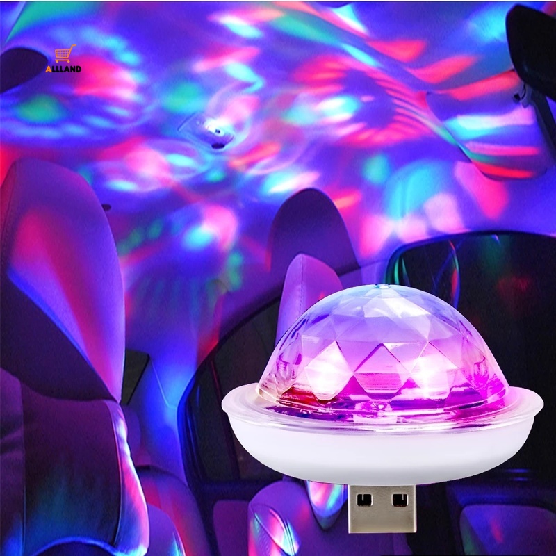 Lampu Bola Kristal Mikro Rgb Mini Usb Universal Dengan Sensor Suara Untuk Mobil / Pesta