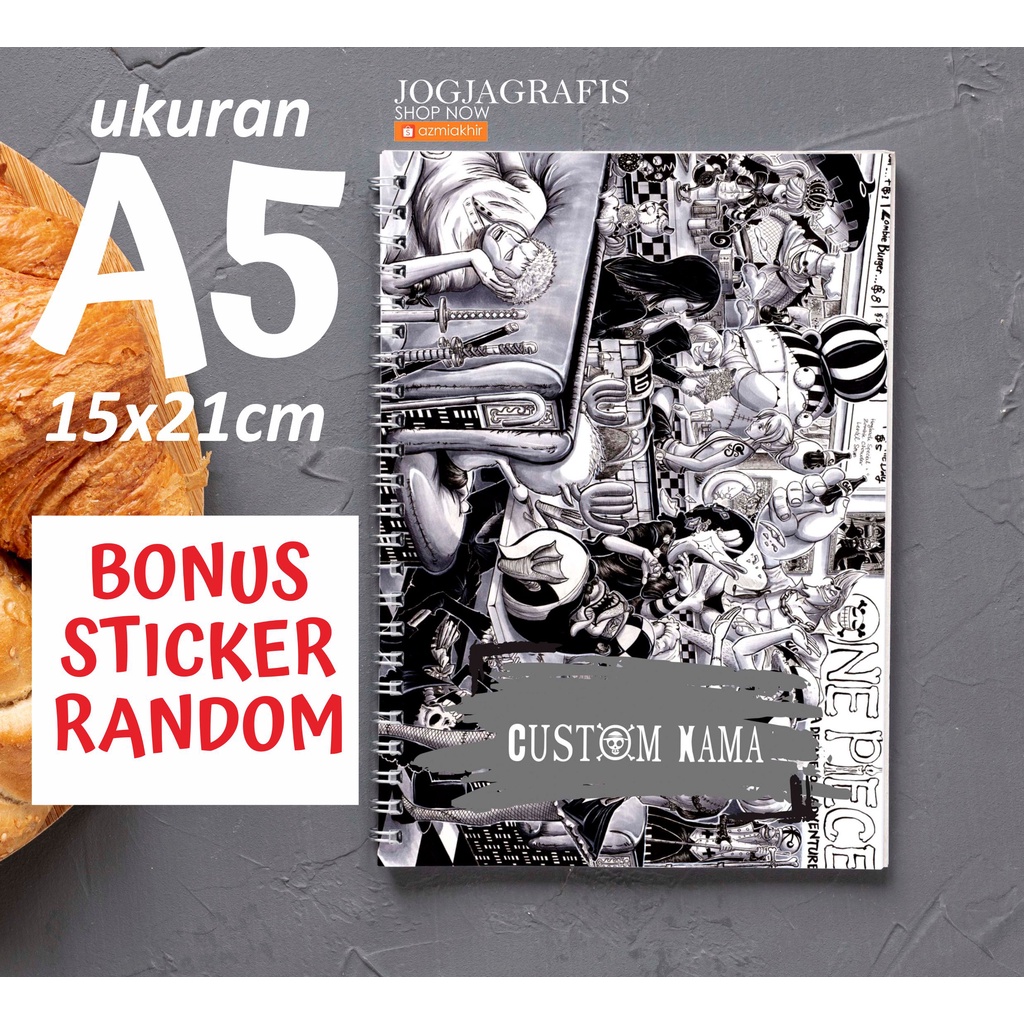 

Buku Notebook Anime One Piece A5 Custom Desain / BUKU TULIS CUSTOM /Notebook Spiral