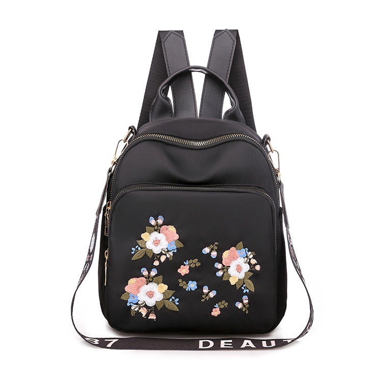 TAS RANSEL WANITA ANTI AIR BACKPACK KOREA HITAM MOTIF BUNGA ASIANA TA319B5 KULIAH IMPORT BATAM MURAH