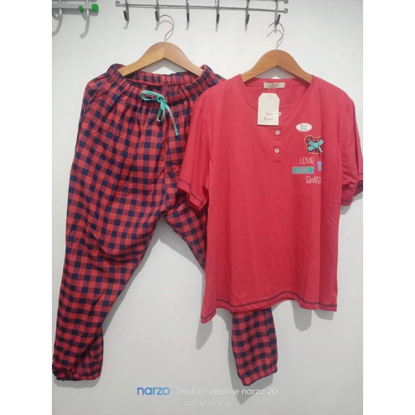 setelan forever black label XXL katun joger