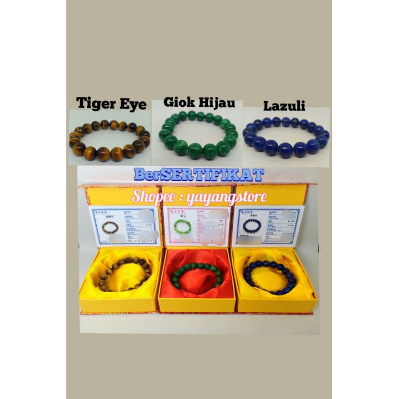 Gelang Batu Tiger Eye Asli Ori + Sertifikat