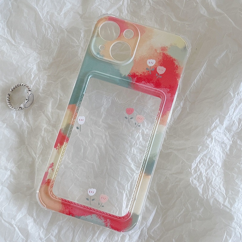 Soft Case Transparan Desain Bunga Kecil Warna-Warni Untuk iPhone 12 13 Pro Max 11 X XR XSMAX