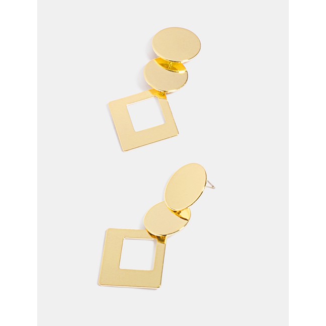 LRC Anting Tusuk Fashion Gold Alloy Square Earrings F69849