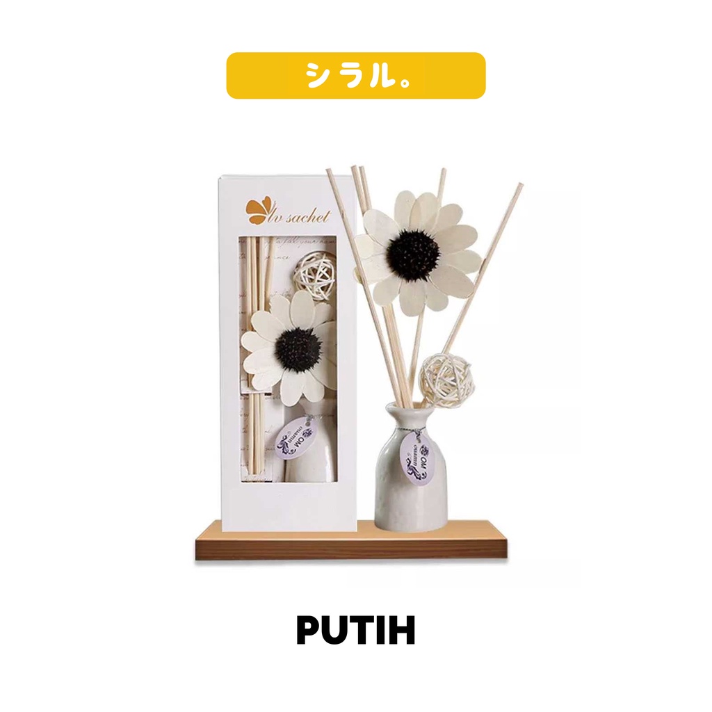 [30ml] Rattan Reed Diffuser Hampers Sidang Wisuda Souvenir Pernikahan Rattan Sticks Parfum Ruangan Pot Bunga-Putih