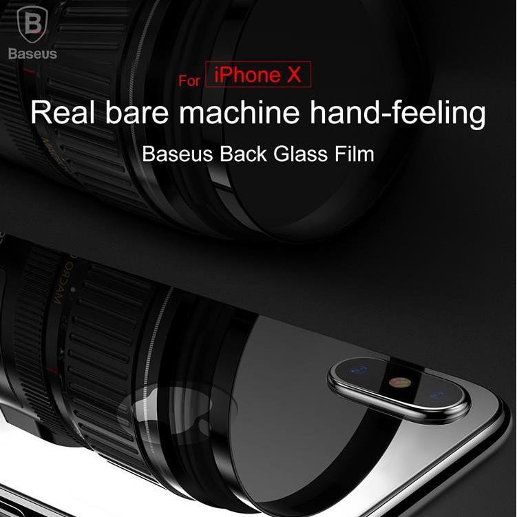 BASEUS ORIGINAL Back Tempered Glass Belakang Full Screen Apple Iphone X XS 5.8&quot; Inch 4D Pelindung