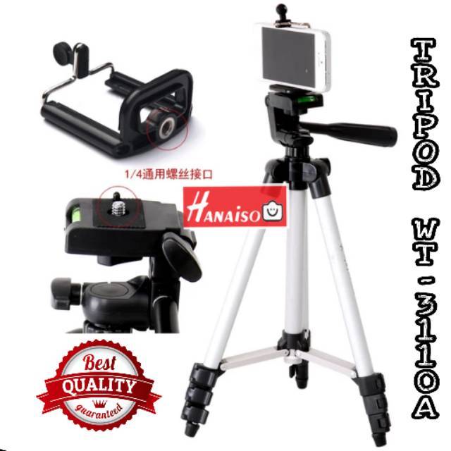 FREE ONGKIR Termurah MEDAN - Weifeng Hanaiso WT-3110A Tripod 1 meter 1m Black Silver DSLR Kamera HP Mirrorless