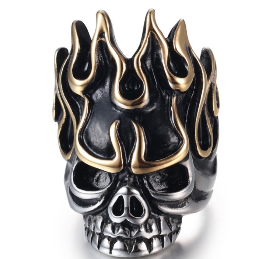 SEUSUK  Fashion Vintage Ring Shape Skull Hair Fire for Men Jewelry/Gifts