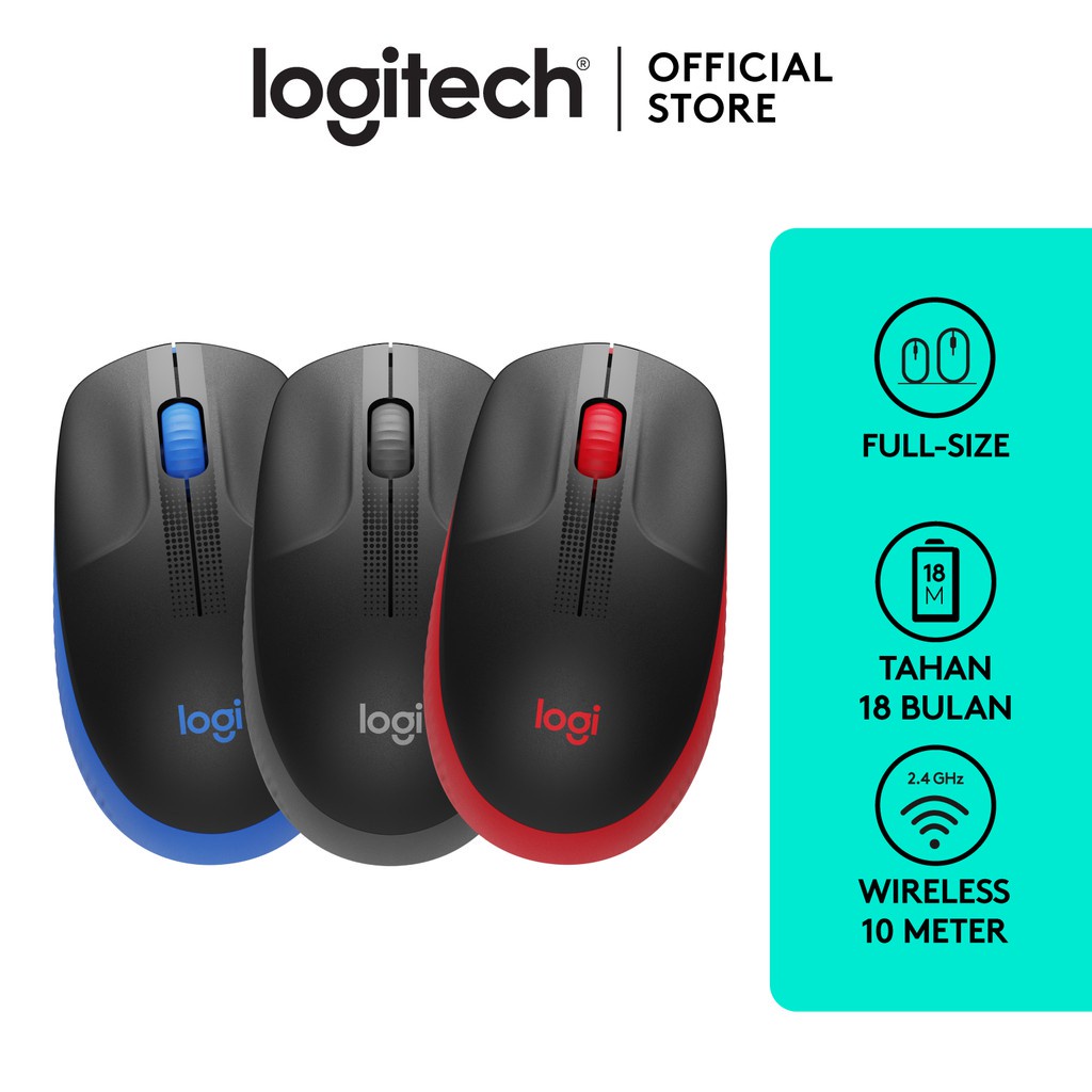 Logitech M190 Mouse Wireless Full Size - Garansi Resmi 1 Tahun