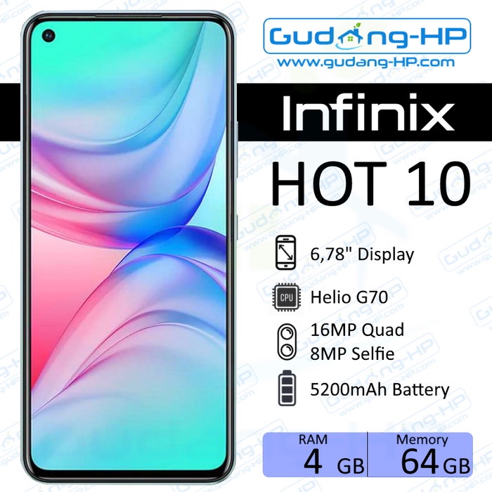 Infinix Hot 10 4/64 GB Garansi Resmi - Ocean Wave