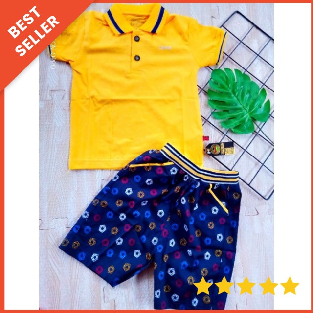 SETELAN ANAK COWOK GUGO KERAH USIA 1-3 TAHUN SIZE 1-3 / SETELAN GUGO KIDS KERAH CELANA KATUN