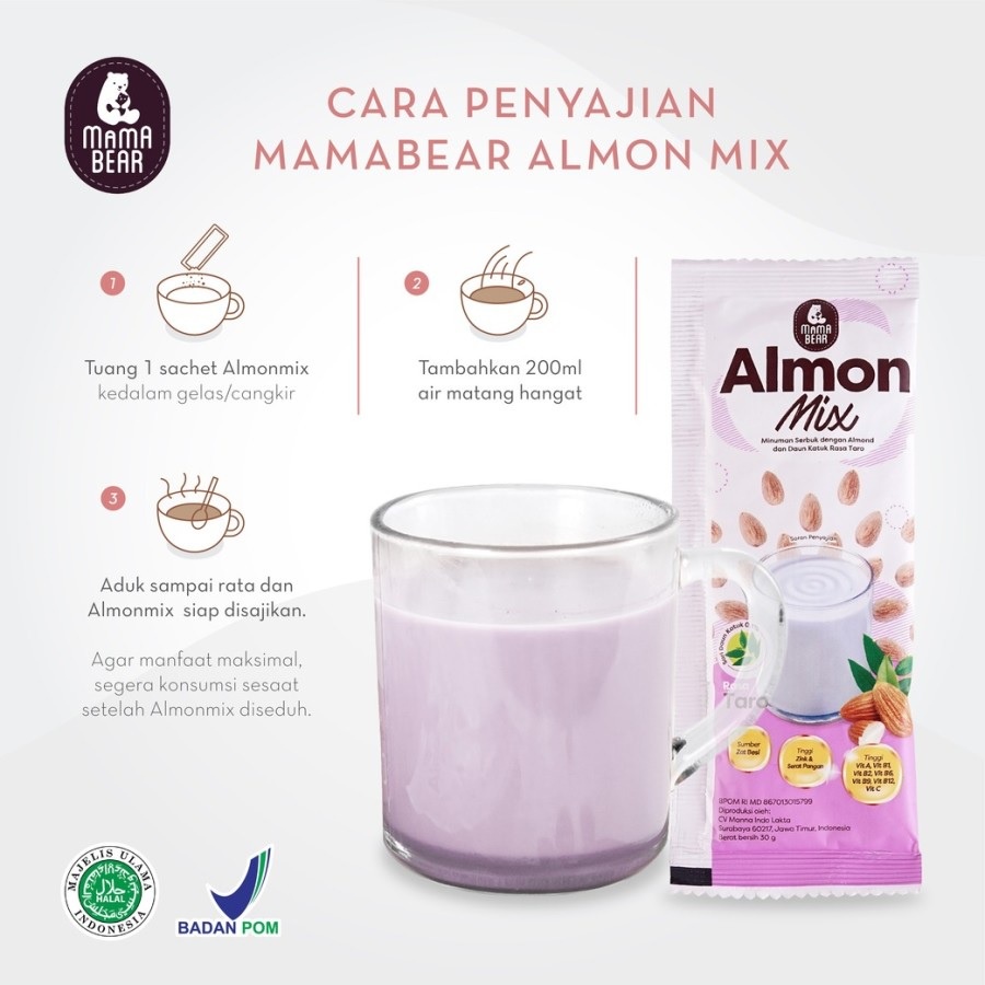 MamaBear Almon Mix 6 x 30gr Minuman Susu Pelancar ASI Almond Milk Ekstrak Daun Katuk Mama Bear