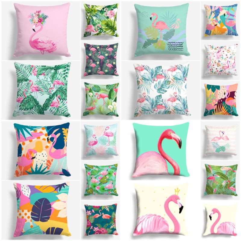 BANTAL SOFA PRINT MOTIF FLAMINGO BIRD LEAVES AESTHETIC 40X40 CM