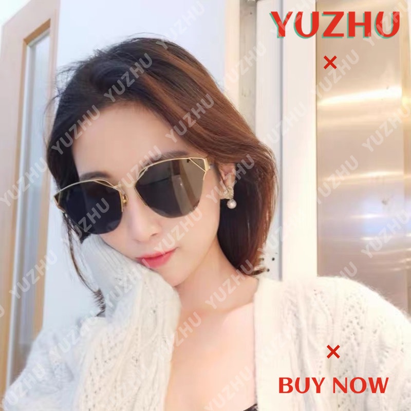 (YUZHU) Kacamata Frame Setengah Asimetris Bahan Metal Warna Gradasi Gaya Trendy Untuk Pria / Wanita