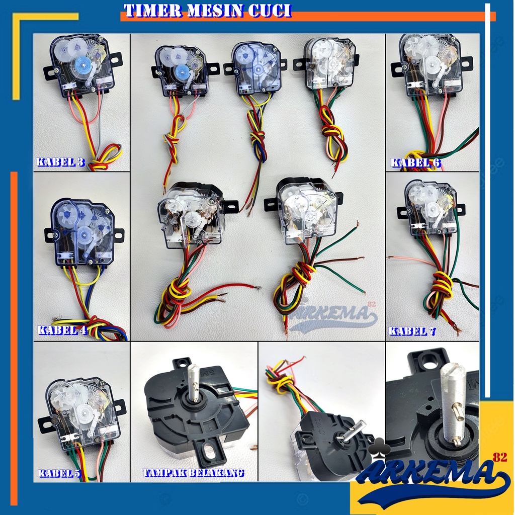 TIMER WASHING PEMUTARAN MESIN CUCI UNIVERSAL |  MENCUCI WASH PEMBILAS KABEL 3 , 4 , 5 , 6 , 7 KABEL | TIMER MESIN CUCI MULTI - Arkema