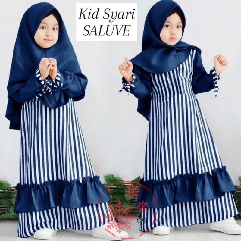Gamis Anak Perempuan Kliko Muslimah Series Kids 2In1 Bergo Series Tunika Lembut F7R7 Terpopuler Terl