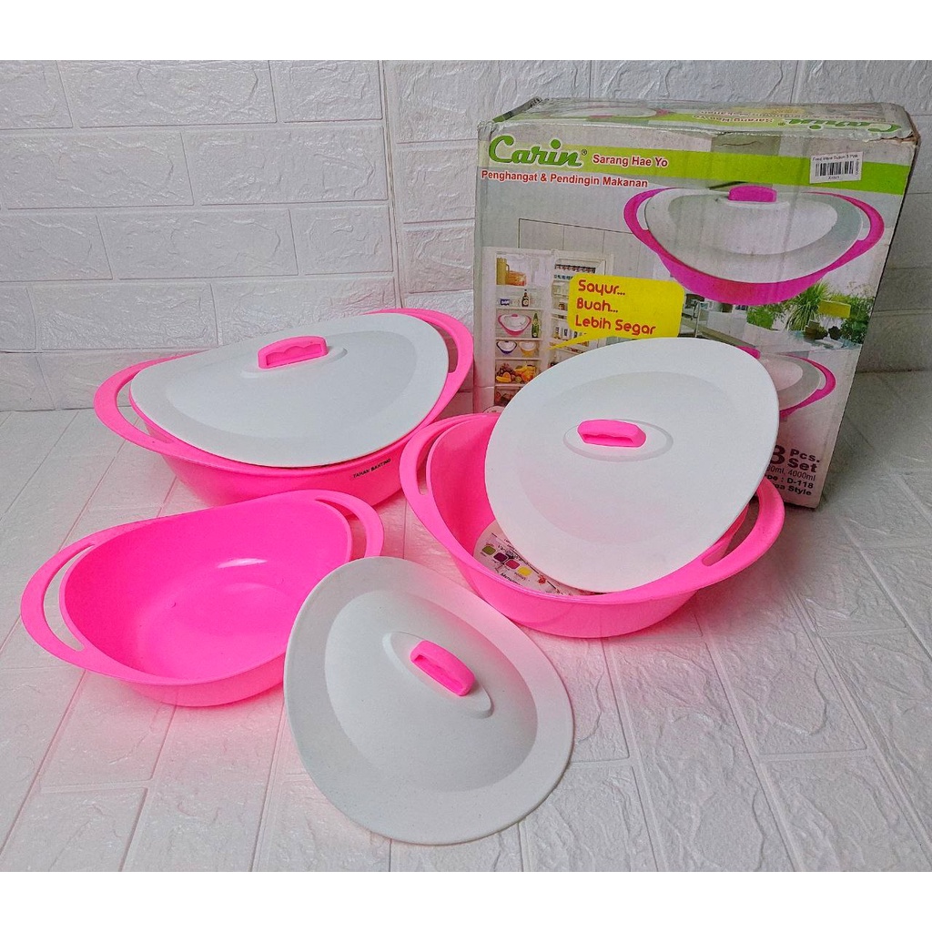 CARIN WARE SET 3 PCS SERBAGUNA WADAH MAKANAN NASI SUP LAUK