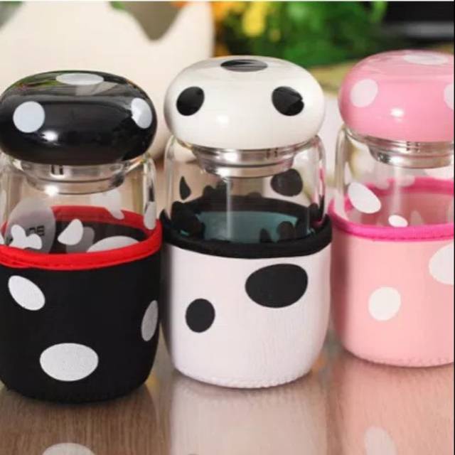 Botol minum kaca +sarung anti panas+dus
