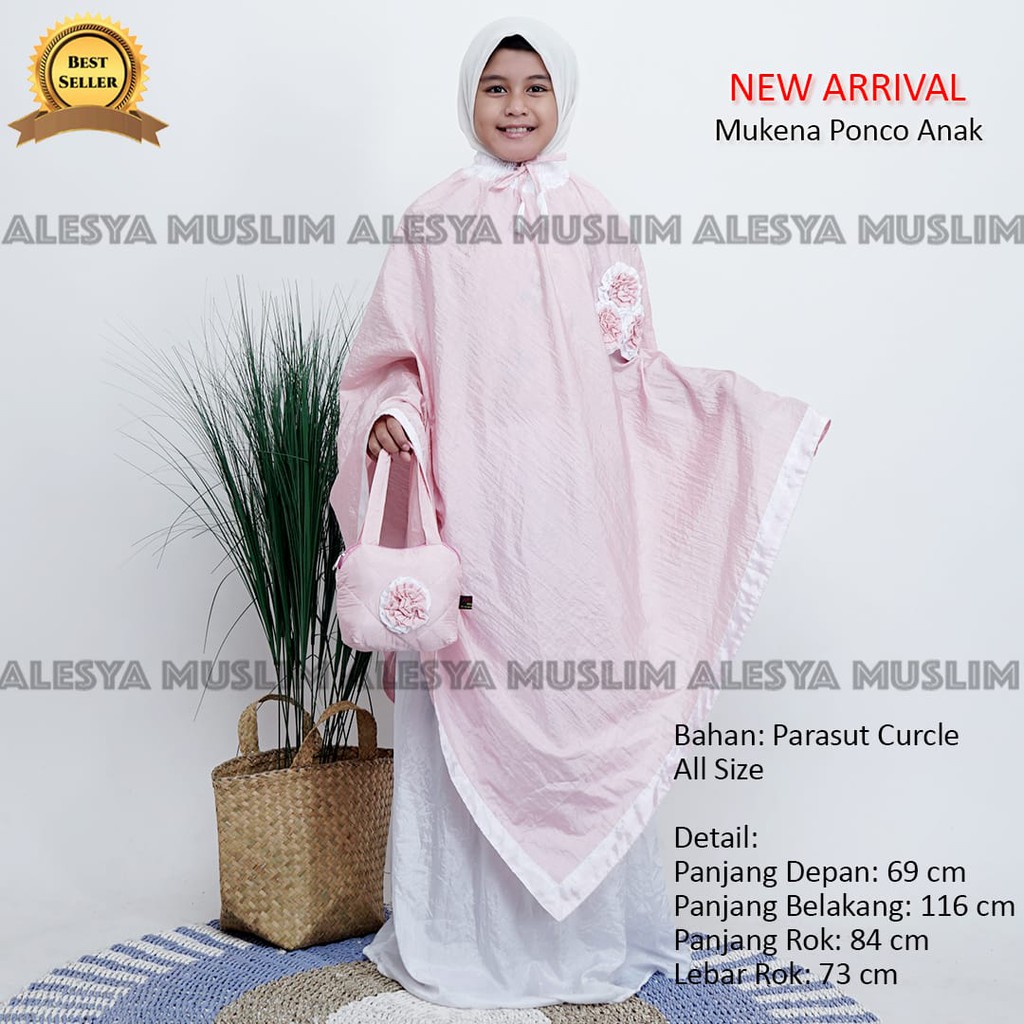 Mukena Anak Ponco Platinum/mukena anak bahan parasut/bahan lembut berkualitas dan bisa COD