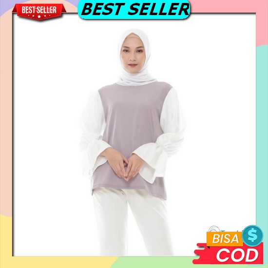 Kemeja Wanita Casual Katun Korea Style Motif Garis Unik Hitam Putih Lengan Panjang Blouse Baju Atasa