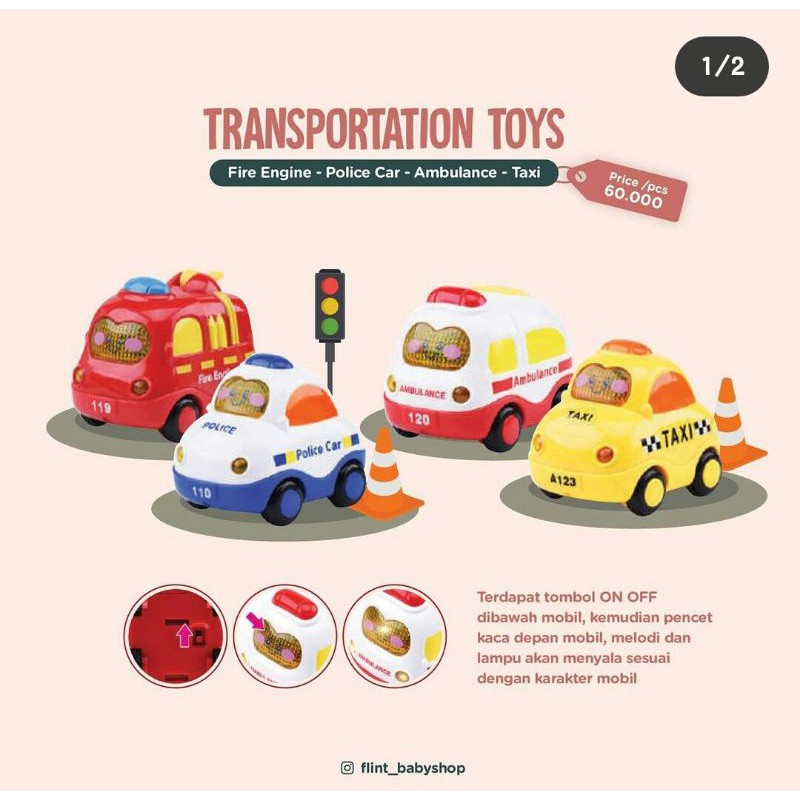 Transportation toys light sound series SNI food grade mobil mainan anak kids baby murah transportasi