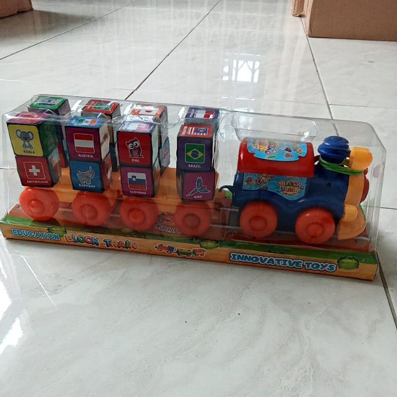 IM-3100 Mainan Education Block Train Pull Along Action Can Rotating IM3100