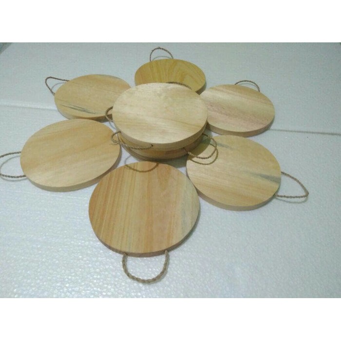 Talenan Kayu Pinus Tali Model Bulat Diameter 18 cm / Wooden Cutting Board